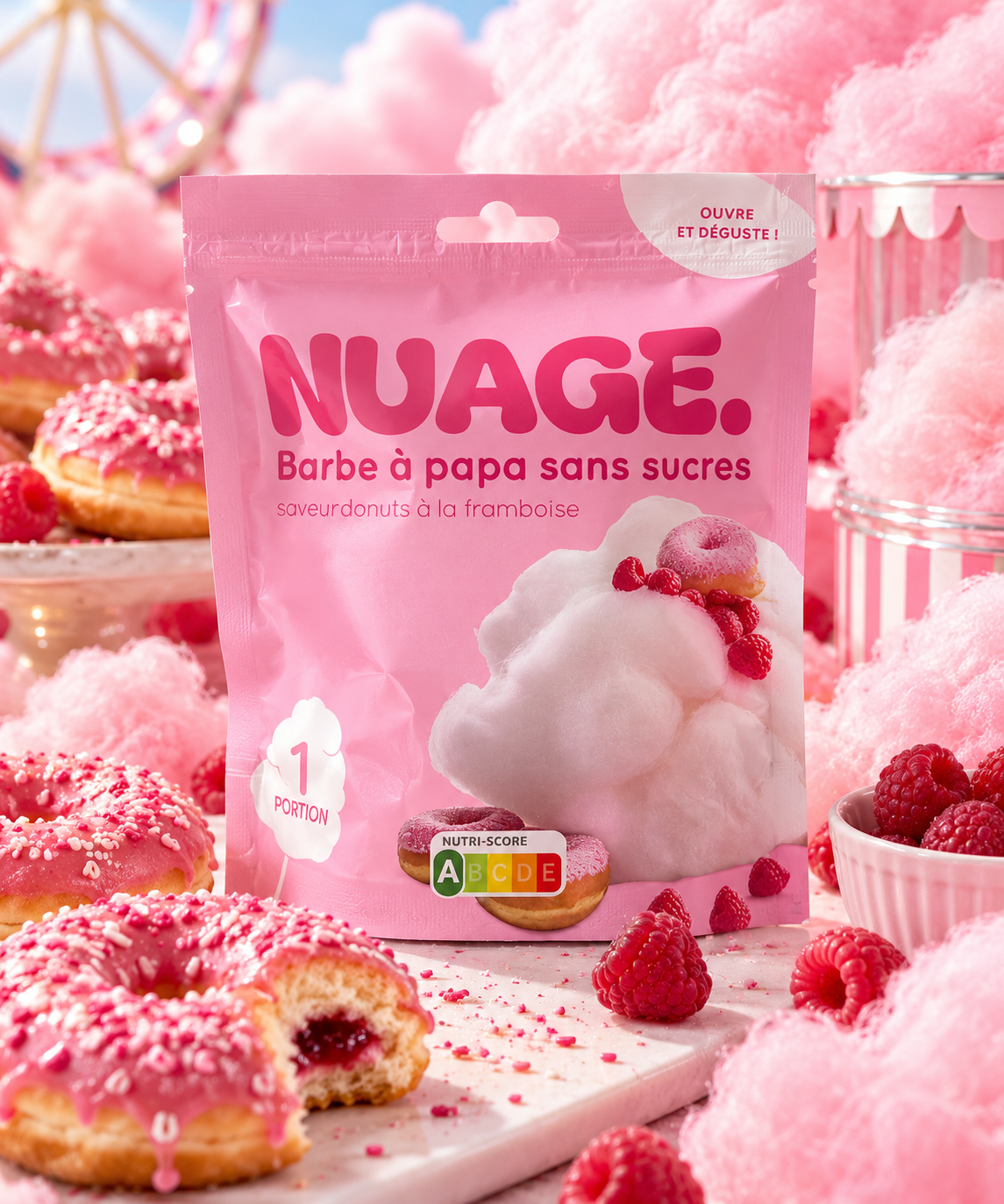 Barbe à Papa Sans Sucre - Donuts Framboise (le sachet)