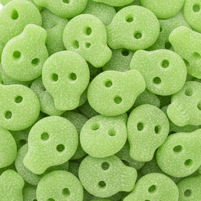 Crâne Citron Vert (100g) - Bonbons Suédois